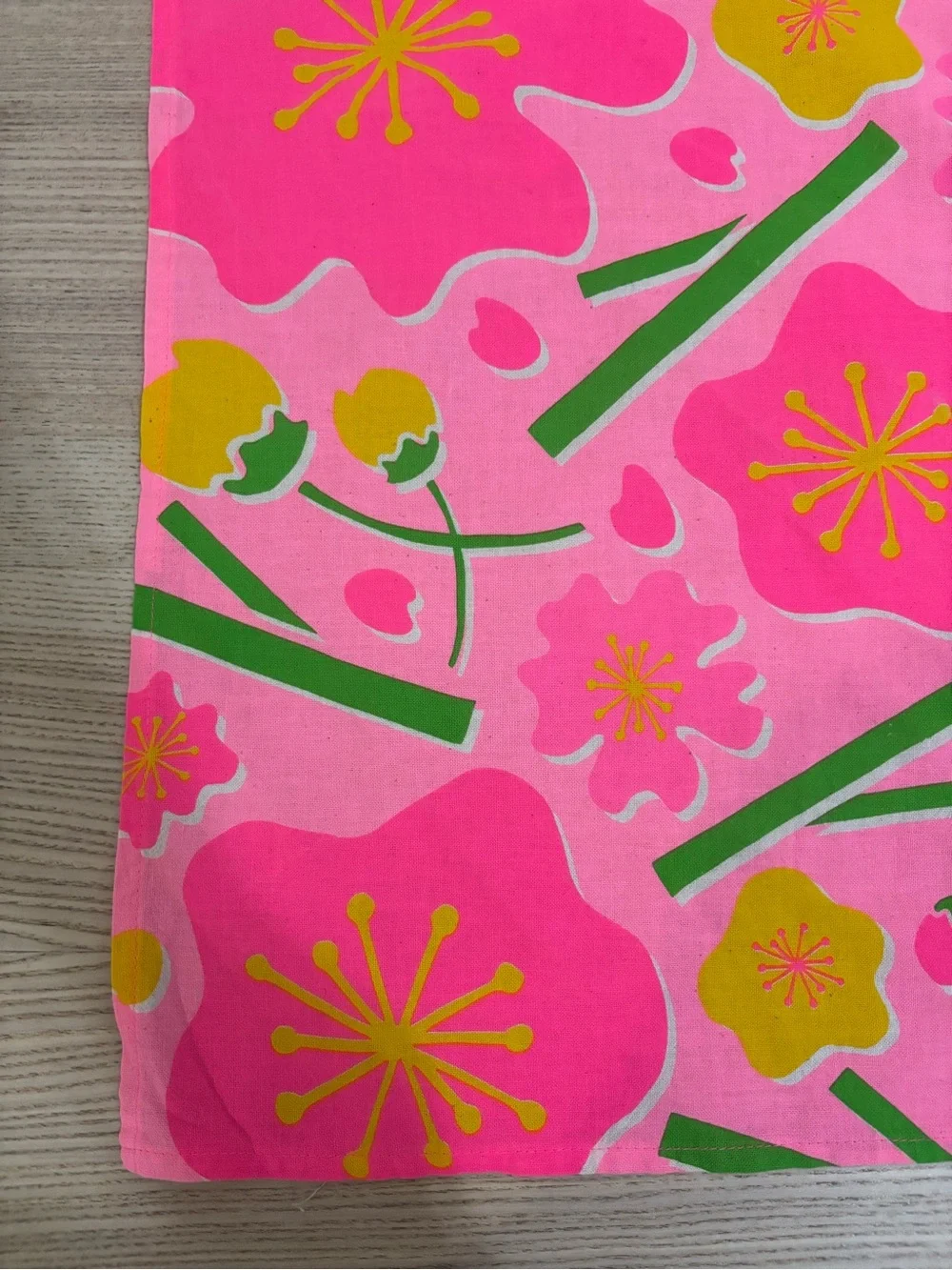 Vintage Pink Floral Cotton Handkerchief/Napkin
